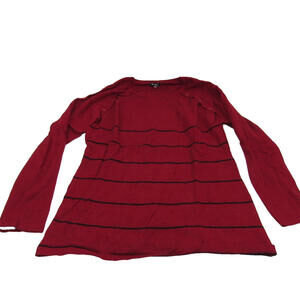 Vila Milano Women's Long Sleeve Top Shirt Red / Black Stripes Size  M